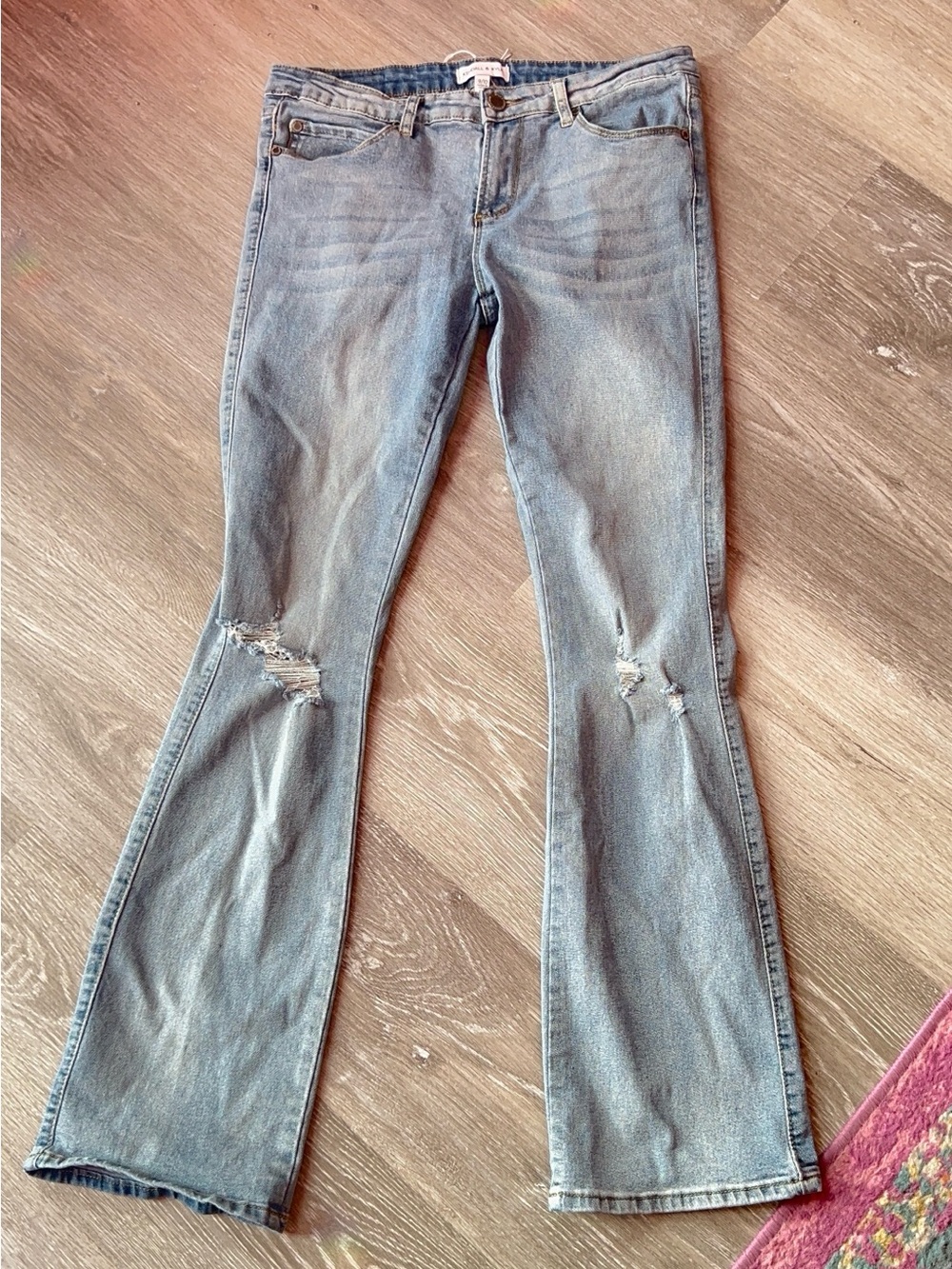 Kendall & Kylie Light Blue Distressed Flare Jeans
